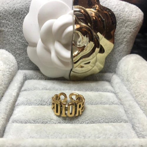 DIOR 超美 鏈條 復古金 素面 二手 字母 戒指