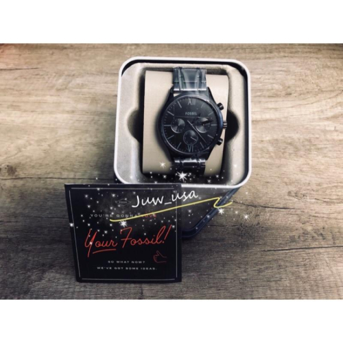 【 fossil 全黑男錶 正品 】免運費