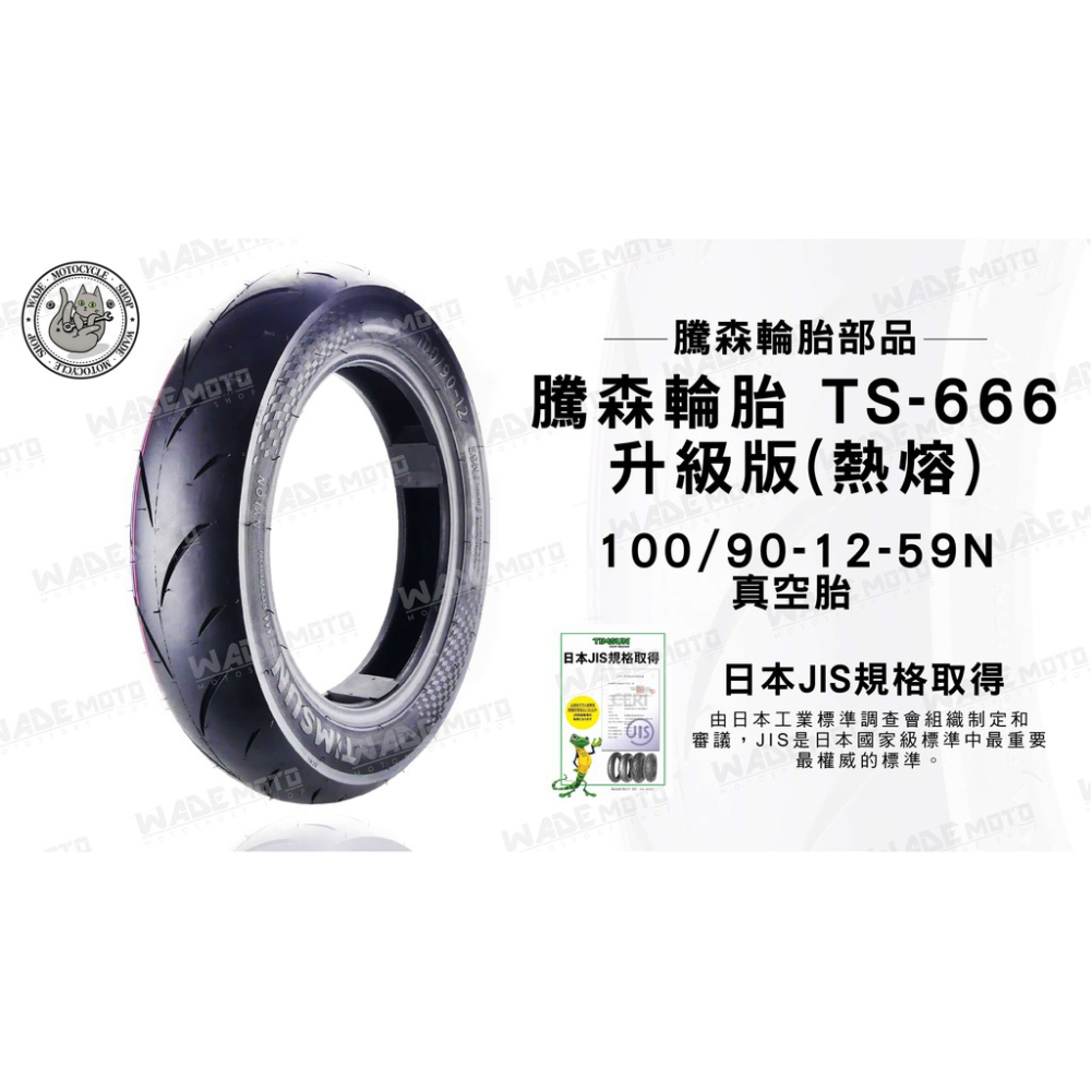 韋德機車精品 騰森輪胎 TS-666 升級熱熔版 100/90-12-59N 適用 新勁戰 4 5 代 雷霆S BWS
