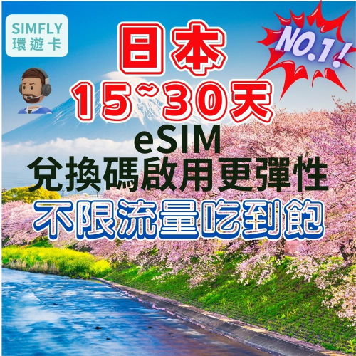 ?【eSIM】15~30天 日本上網卡 可充值 KDDI/軟銀電信 東京 大阪 北海道 不限量吃到飽