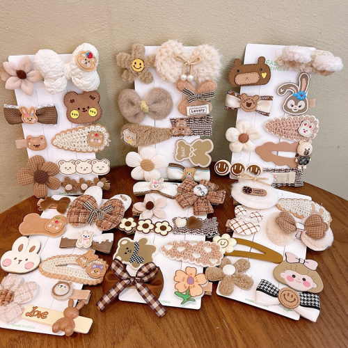 台灣現貨，超可愛髮夾組 毛絨小熊髮夾 蝴蝶結髮夾 蝴蝶結 側邊夾 韓國髮飾 女孩 女童 頭飾髮飾