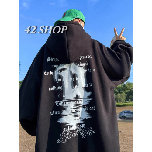 ?? ???? ?????? | 美式高街背圖哥特文字連帽衛衣