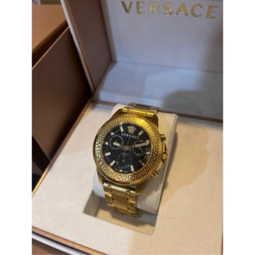 •Versace 凡賽斯 全金三眼錶 鋼錶帶 石英錶✅