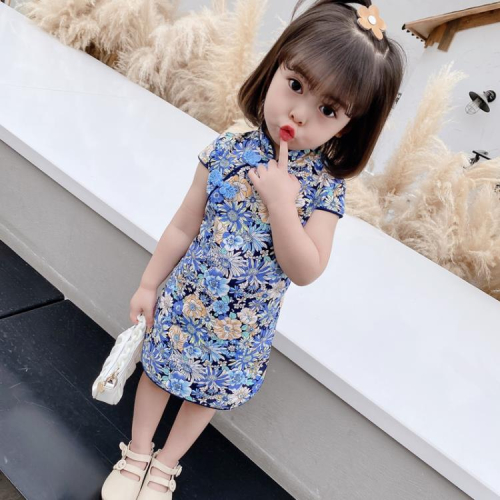 寶貝童裝女童漢服夏裝2022新款寶寶古裝旗袍兒童中國風小童連身裙演出服裝