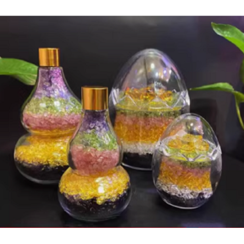 天然水晶碎石五行葫蘆招財擺件(1入4個