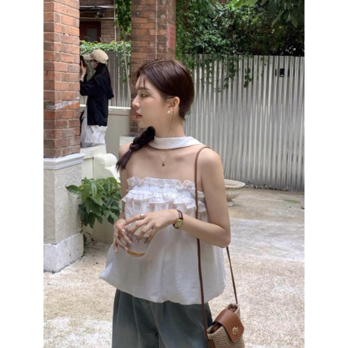 KOREA??浪漫初秋 掛脖吊帶上衣 背心