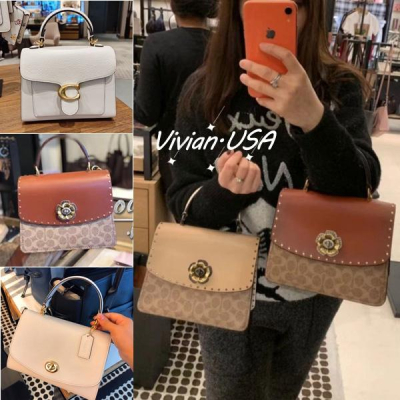 vivian美國代購✨正品 coach 女生翻蓋老花手提包 側背包 斜挎包 Tabby F76618 附購證禮品袋