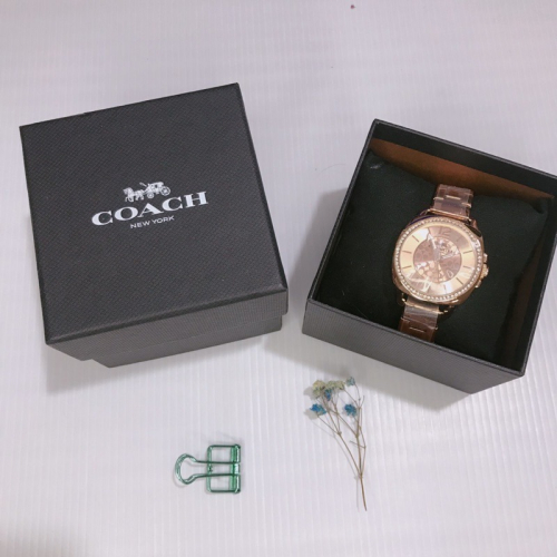美國代購??台灣現貨 Coach 玫瑰金 腕錶 女用手錶