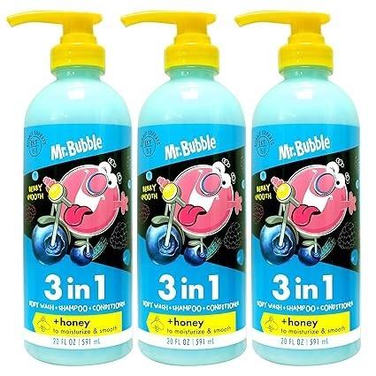 泡泡先生 3 合 1 沐浴乳、洗髮精和護髮乳、蜂蜜、滋潤和光滑的頭髮和身體 3 件組