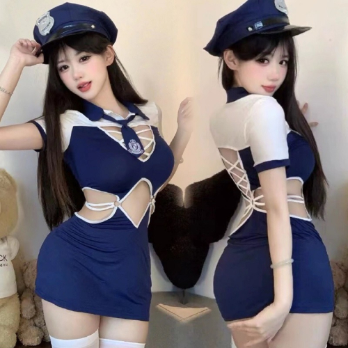 (現貨)性感女警綁帶海軍水手服連體角色扮演(不含絲襪)