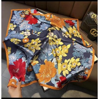 復古花卉春秋冬韓國絲巾70cm小方巾 新款70*70cm韓版 小方巾 女 絲巾 春夏薄款防曬圍脖護頸綁包 髮帶 百搭