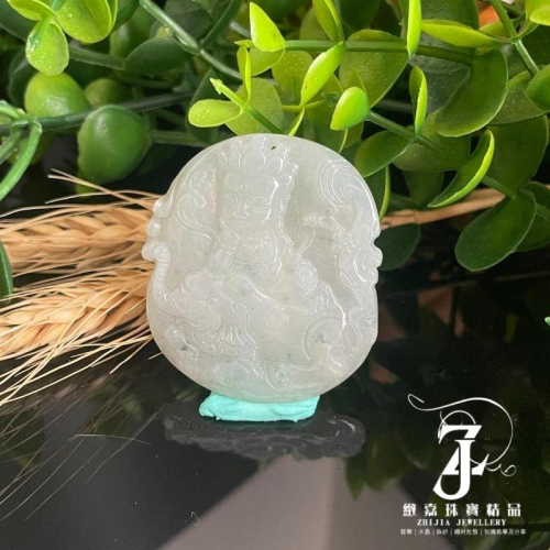 翡翠 帶證 緬甸玉 冰飄花 寶寶佛 普賢 菩薩 玉牌 玉墜 守護神 Q版 日光 實拍 保A 直播 白冰 飄花 玉 現貨