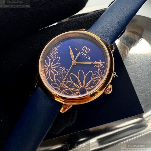 TommyHilfiger手錶,編號TH00070,36mm玫瑰金錶殼,寶藍錶帶款