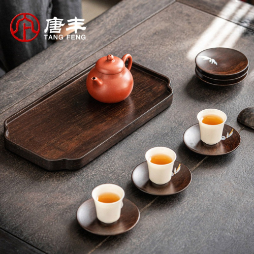 唐豐幹泡杯墊組禮盒裝家用竹製隔熱墊一人用簡約茶臺功夫茶藝墊