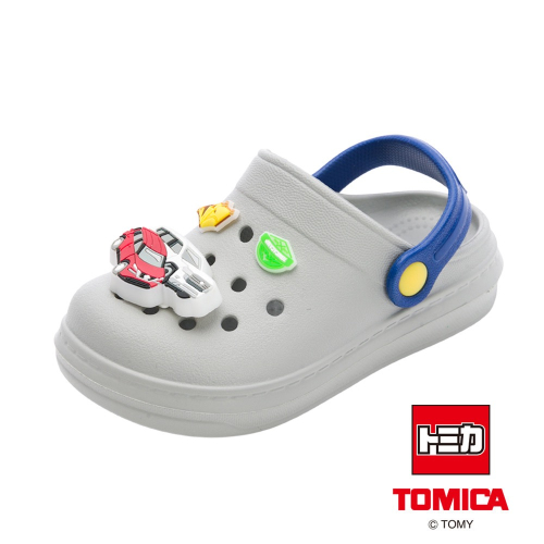 台灣製 多美小汽車 TOMICA 兒童 輕量 防水 護趾 電燈 布希鞋 洞洞鞋 園丁鞋 灰藍