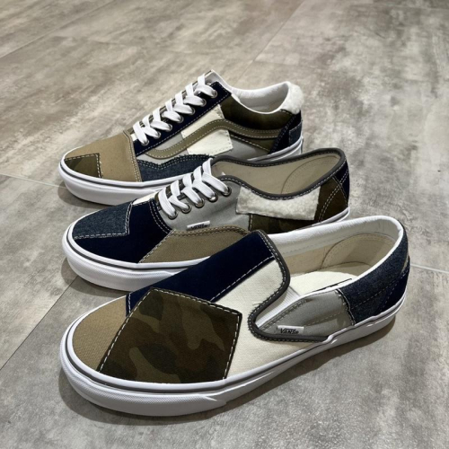 [unclev1966] Vans Slipon/authentic/old Skool 幾何 拼接 碎布 破壞 解構風