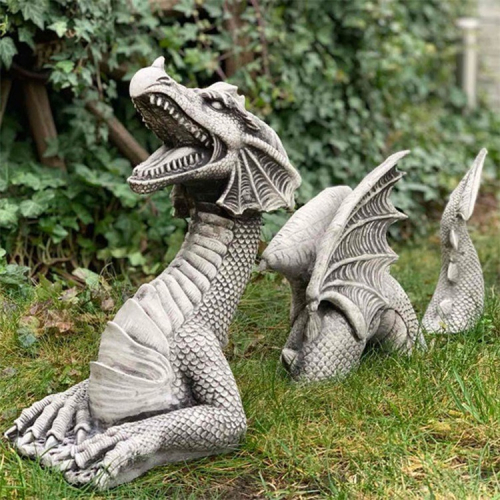哥特式恐龍三件套拼接龍擺件園林裝飾花園雕像動物工藝品禮物模型