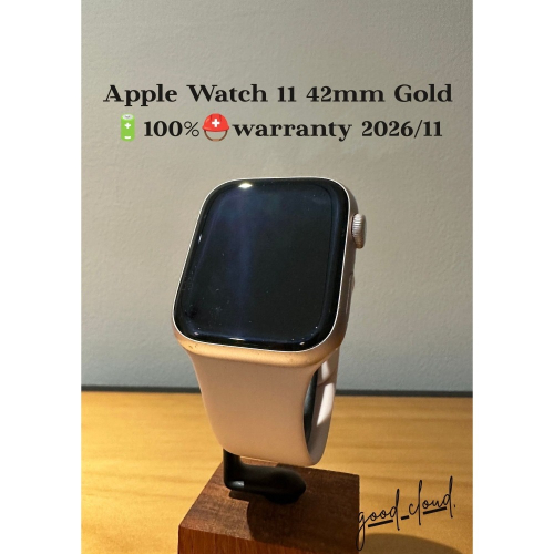 Apple Watch 11 42mm 金?100%⛑️保固-2026/11│螢幕無傷│外觀9成新！│原廠電池