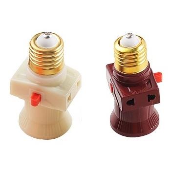 E27轉接110V 燈泡轉接 引電器 延長線 附開關 分火燈頭 E27螺口燈座 全銅帶開關 雙路轉換插座 延伸插口