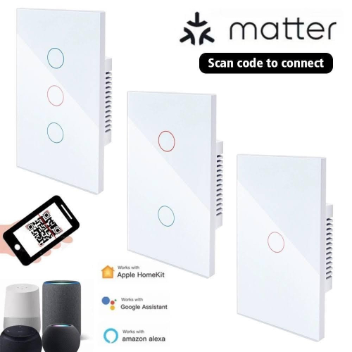 matter協定 120型美規 單火零火通用觸控開關homekit google 牆壁開關