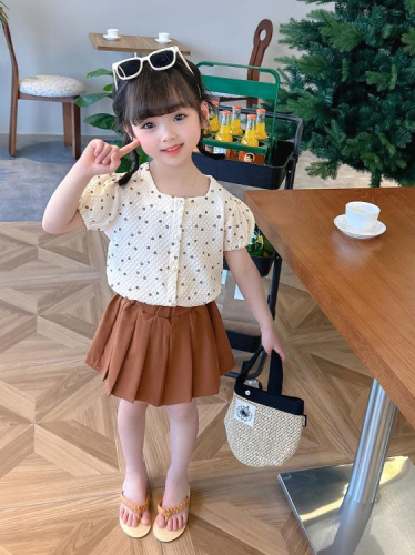寶貝童裝女童夏裝2023新款套裝女寶寶洋氣時髦夏季衣服兒童夏款裙褲二件套