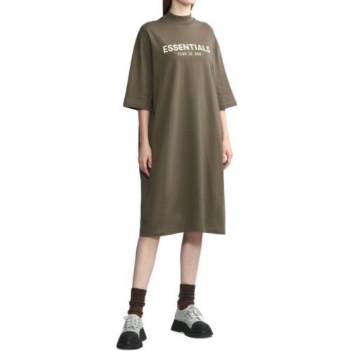 ✴Sparkle歐美精品✴ Fear of God ESSENTIALS 立體植絨排字logo短袖連身裙 女款 現貨