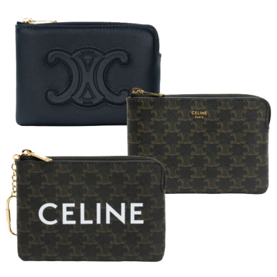 【CELINE 思琳】CELINE CUIR TRIOMPHE 零錢包 卡夾