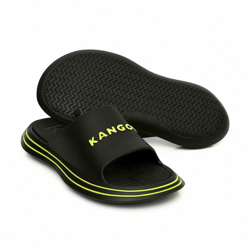 KANGOL 英國袋鼠撞色潮流氣墊拖鞋(夏天雨天必備/螢光配色)