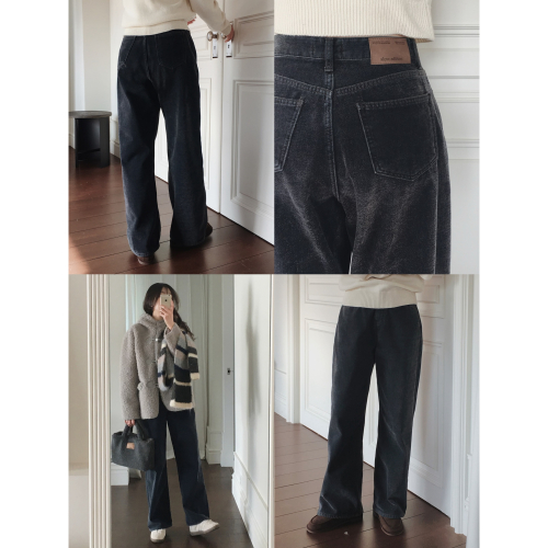 保暖? 正韓製獨特絨毛天鵝絨丹寧褲 pants 아워라인 융기모 벨벳데님팬츠