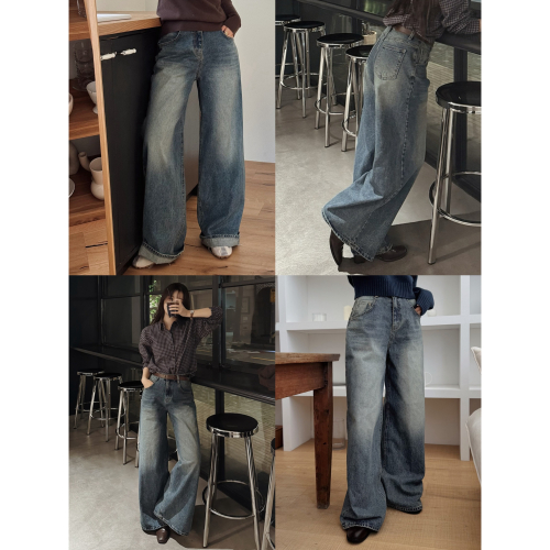 正韓製高級石洗丹寧牛仔褲 pants / 카린 프리미엄 스톤워싱 데님팬츠