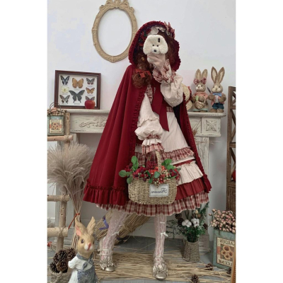 【預購】lolita小紅帽 斗篷長袖洋装/連衣裙/連身裙 日系軟妹 童話甜美可愛俏皮森林系復古