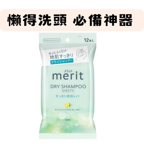 【在台現貨，當日寄出】?莉莉好物?Kao 花王 merit 系列乾洗髮濕巾12枚入 夏季必備