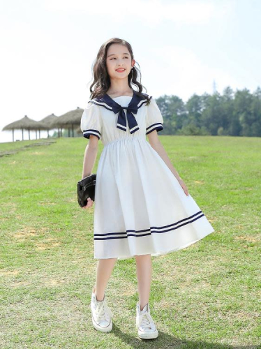 寶貝童裝巴-拉巴-拉女童連身裙夏裝2023新款洋氣大童夏季薄款小學生jk裙子洋裝