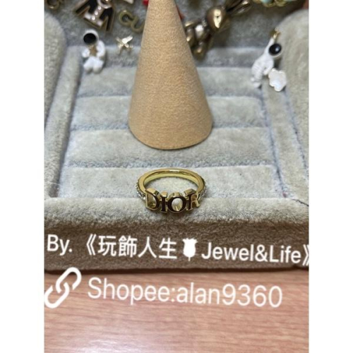DIOR 超美 基本款 LOGO 水鑽 二手 造型 戒指