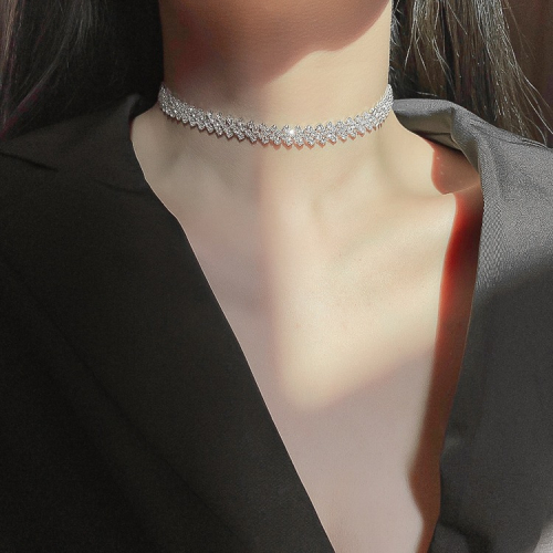 鑲鉆冷淡風鎖骨鏈女簡約氣質頸帶小眾設計感網紅項鏈時尚百搭