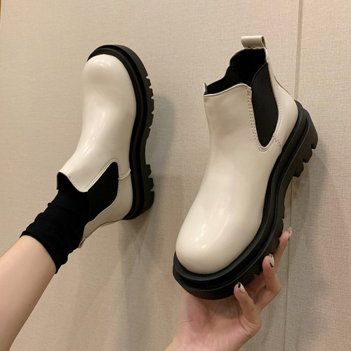 馬丁靴女英倫風短筒厚底女靴2021年新款春秋單靴煙筒切爾西短靴女
