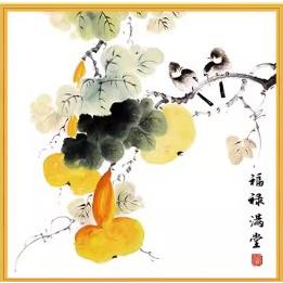 [臺灣現貨含運]十字繡材料包50*50cm中格三股 福祿滿堂 手工刺繡 手工自己繡