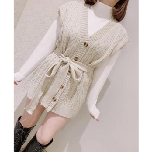 YAN台灣女裝現貨 百搭針織背心 背心洋裝 顯瘦 針織 綁帶洋 彩色方塊 ootd aifei ins