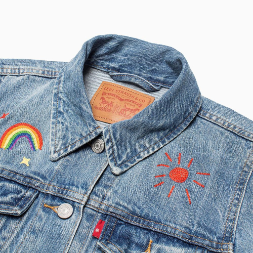 《可刷卡分期、可議價》LEVIS 牛仔外套 BOYFRIEND版型 淺藍 刺繡 鯊魚 XS