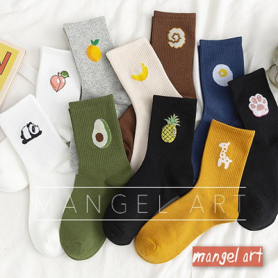 [mangel art] 韓版水果動物食品中筒長襪流行襪泡泡襪可愛潮流ingtagram網紅款運動襪彈性襪純棉襪