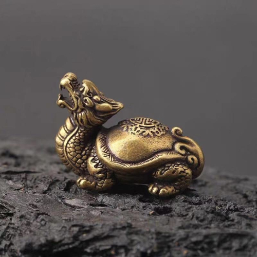 純銅龍龜把玩手把件辦公桌霸下小擺件家居家飾工藝品禮品