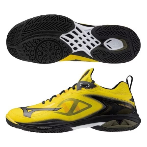 林丹黑黃配色 （羽球世家） 美津濃 Mizuno 羽球鞋 Claw neo 3 寬楦3E穩定輕巧包覆 71GA2473