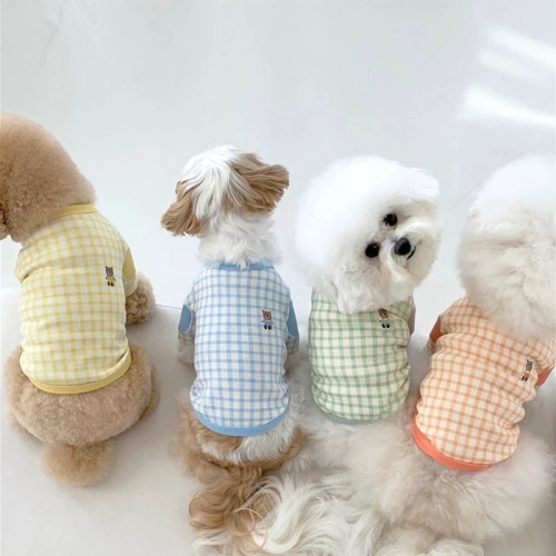 ♡【 L47 預購 】 彩色格子小熊刺繡兩腳衣