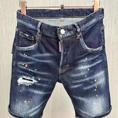 【新款】D2牛仔短褲夏季新款潮牌男士牛仔短褲修身小腳顯瘦五分褲時尚潮流運動休閒褲簡約百搭D2牛仔褲
