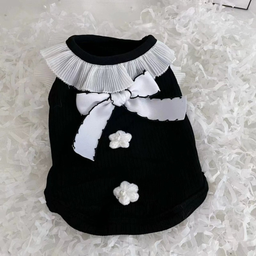 ♡【C23 預購】小香風簡約法式蝴蝶結小花無袖上衣 春夏新款 春夏澎裙 貓咪衣服 狗狗衣服 寵物衣服 寵物服飾