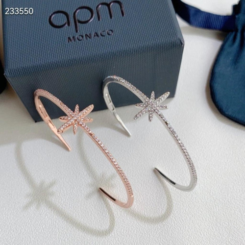APM MONACO女生手鐲 開口手環 925純銀手鐲 鑲晶鑽六芒星手鐲銀色玫瑰金色手鐲 純銀手環 氣質時尚手鏈