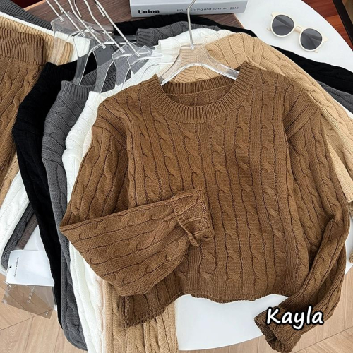 預購?免運? 圓領麻花毛衣+針織長裙2件組套裝 A1136 #Kayla.girl #少女愷拉