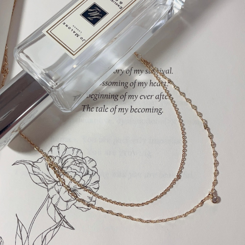 ♡現貨♡小碎鑽金色雙層細項鍊