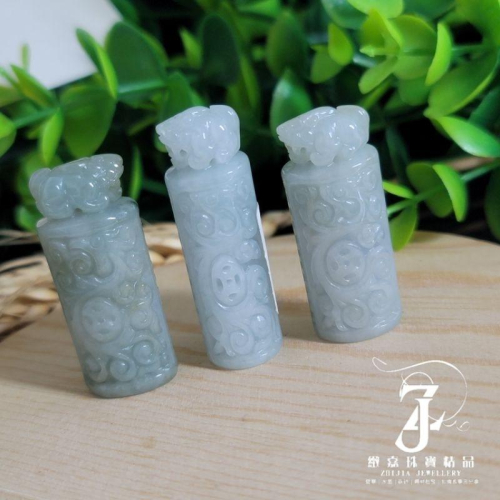 翡翠 帶證 現貨保A 貔貅龍鳳仿古雕 吊墜 有錢花 祥瑞 自然光 天然 緬甸玉 緬甸翡翠 印章 雙面雕 招財 瑞獸 直播