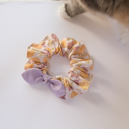 Cat Dress 貓手作 _貓步在薰衣草香里_貓鬆緊帶項圈 荷葉領巾 布項圈 手作客製項圈